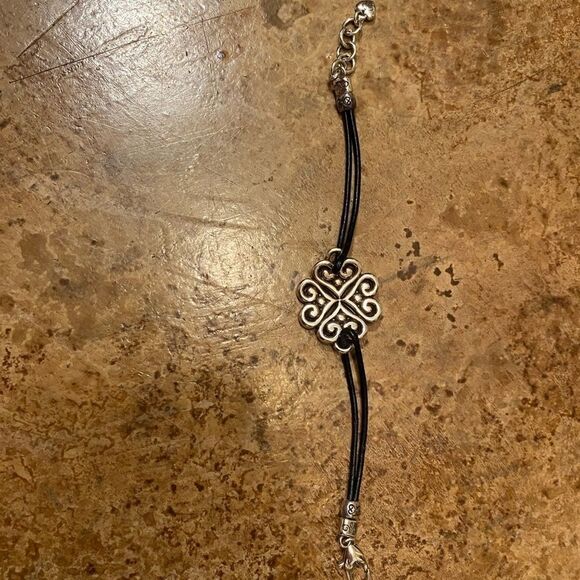 Brighton double strand black cord and silver scrolled‎ hearts  bracelet - Picture 4 of 5